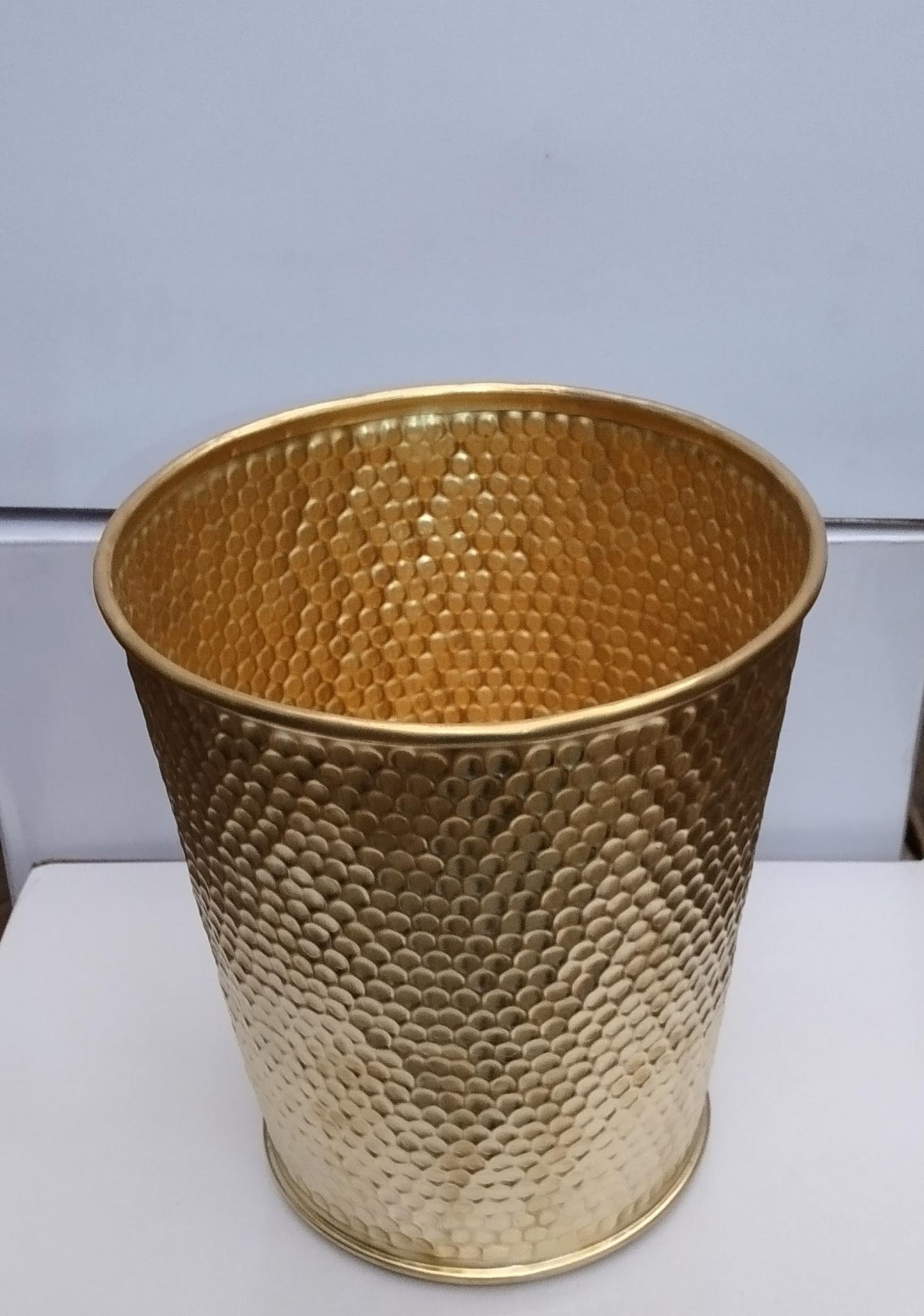 poubelle en laiton pour cuisine et salle de bain martelé fait main, Corbeille en cuivre