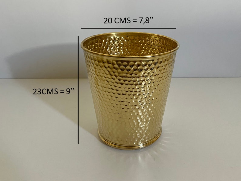 poubelle en laiton pour cuisine et salle de bain martelé fait main, Corbeille en cuivre