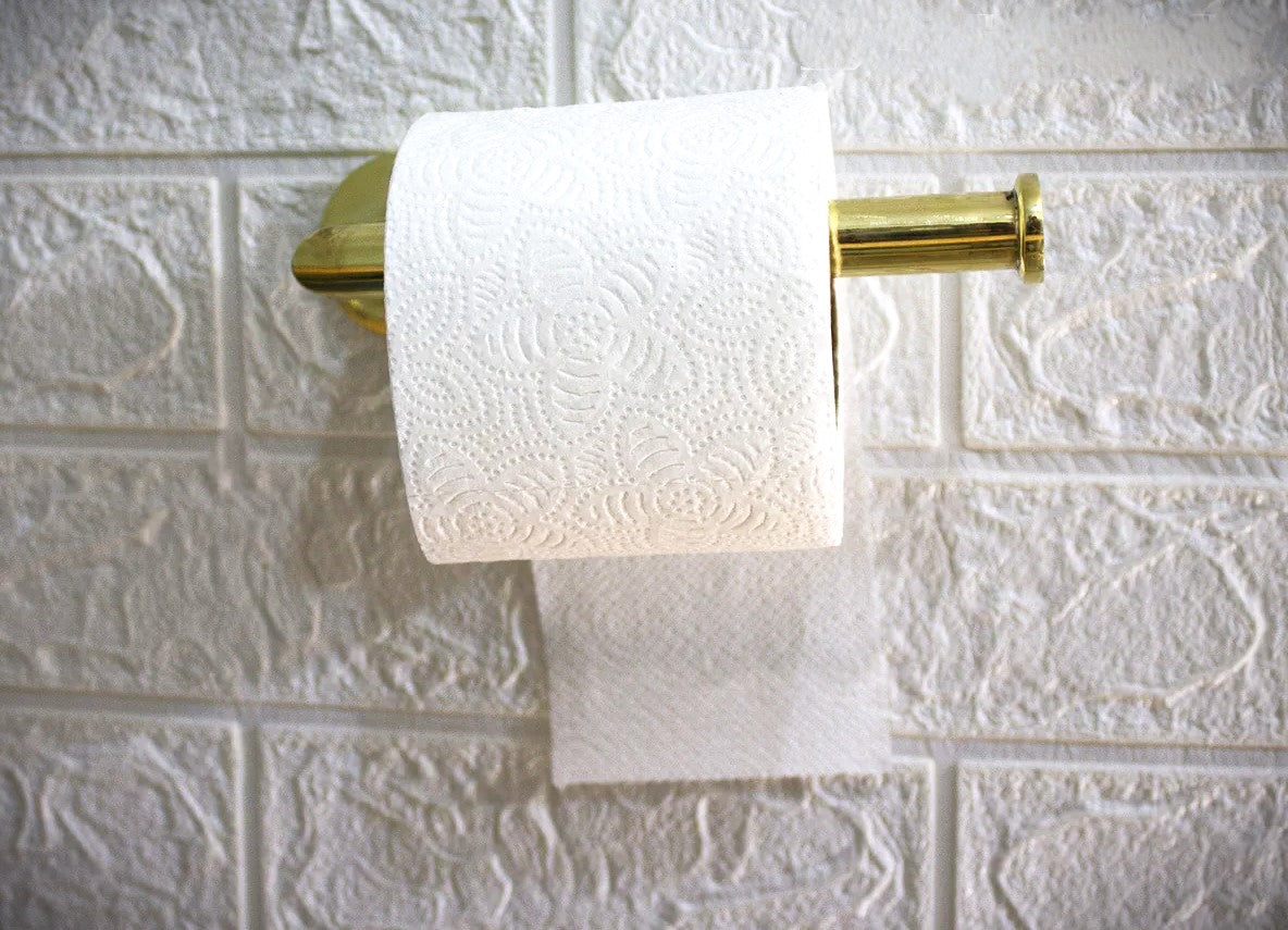 Dérouleur papier toilette en laiton massif non laqué pour salle de bain- support papier toilette en cuivre