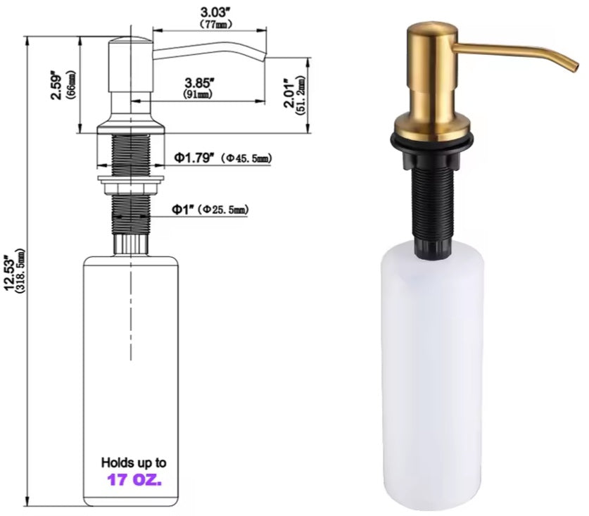 Distributeur de Savon Intégré en Laiton,inox Pratique pour Votre Évier